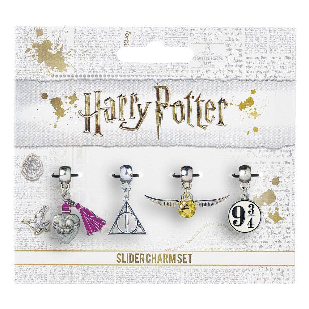 Harry Potter Anhänger 4er-Pack Schnatz/Heiligtümer/Platform 9 3/4/Liebestrank (versilbert)