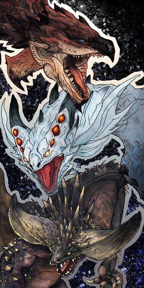 Monster Hunter World Handtuch Rathalos, Xenojiva & Nergikante 150 x 75 cm