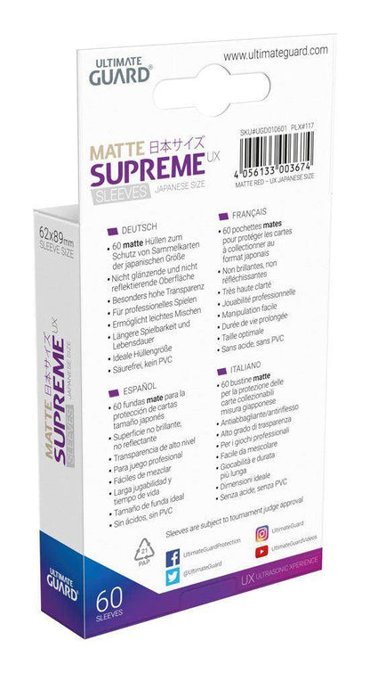 Ultimate Guard Supreme UX Sleeves Japanische Größe Matt Rot (60)
