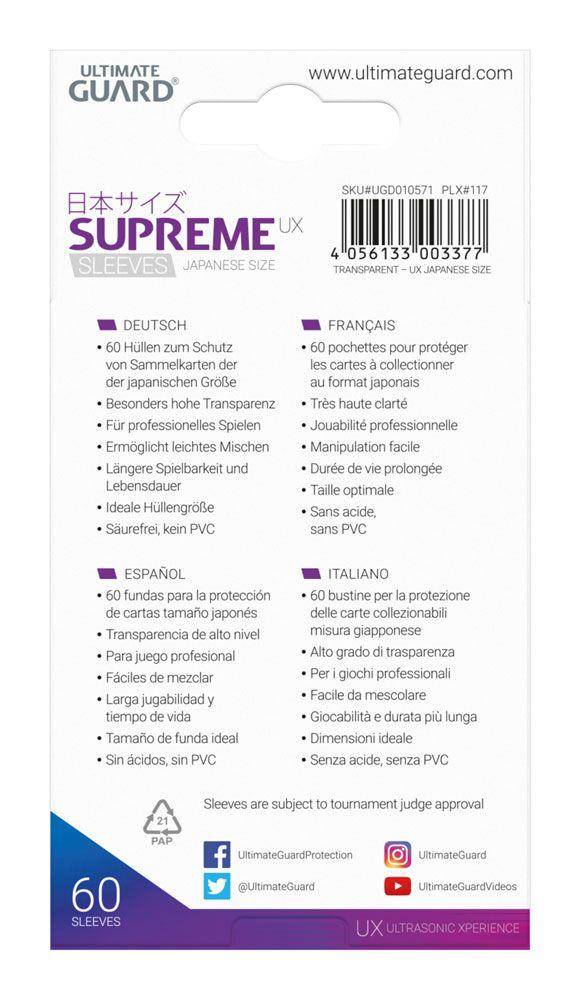 Ultimate Guard Supreme UX Sleeves Japanische Größe Transparent (60)