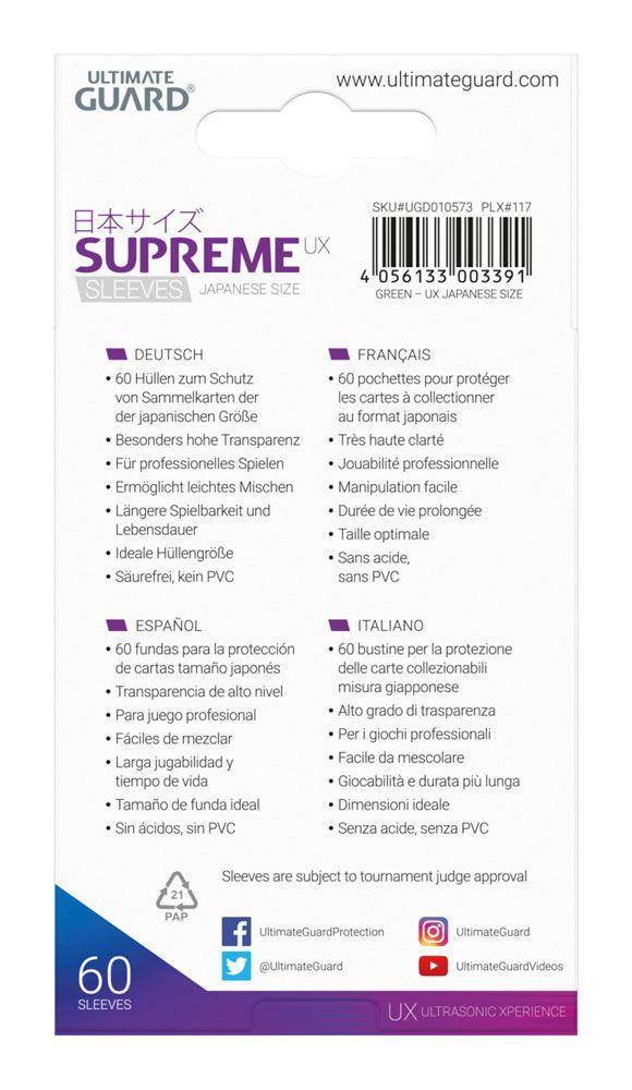 Ultimate Guard Supreme UX Sleeves Japanische Größe Grün (60)