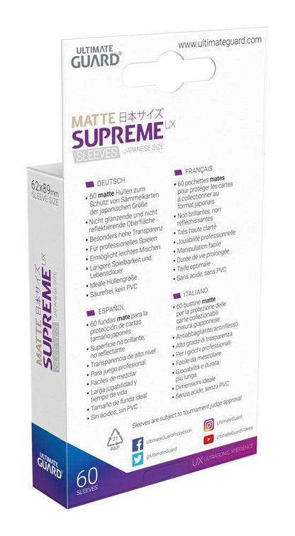Ultimate Guard Supreme UX Sleeves Japanische Größe Matt Aquamarin (60)