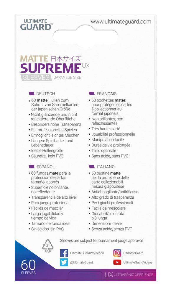 Ultimate Guard Supreme UX Sleeves Japanische Größe Matt Aquamarin (60)