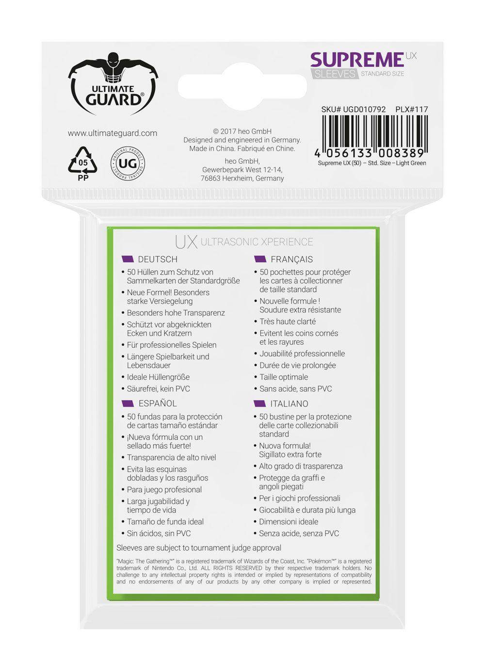 Ultimate Guard Supreme UX Sleeves Standardgröße Hellgrün (50)
