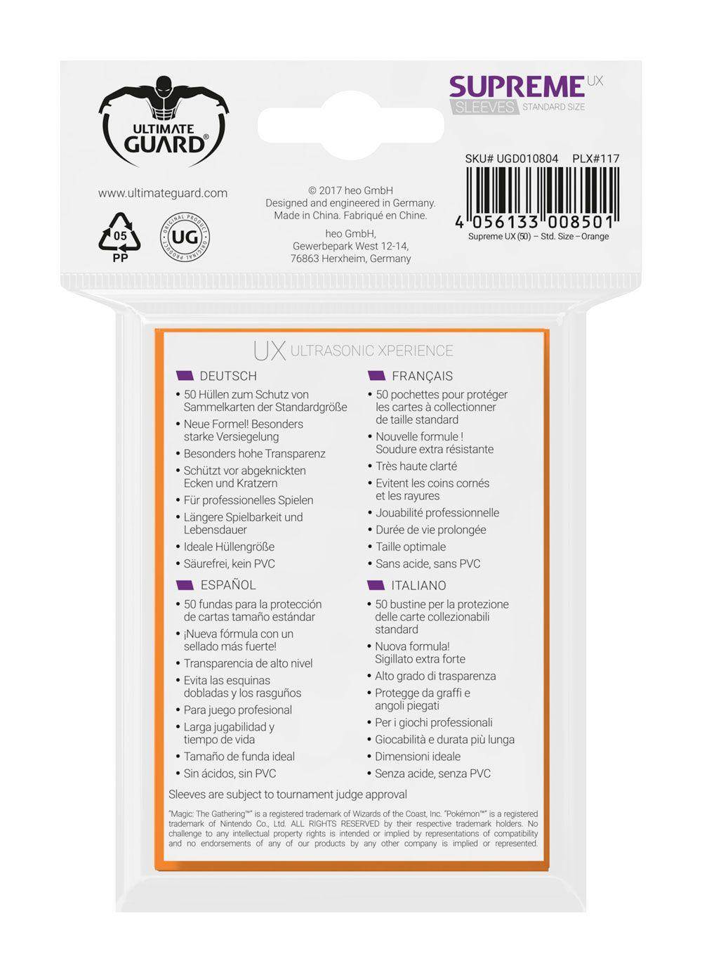 Ultimate Guard Supreme UX Sleeves Standardgröße Orange (50)