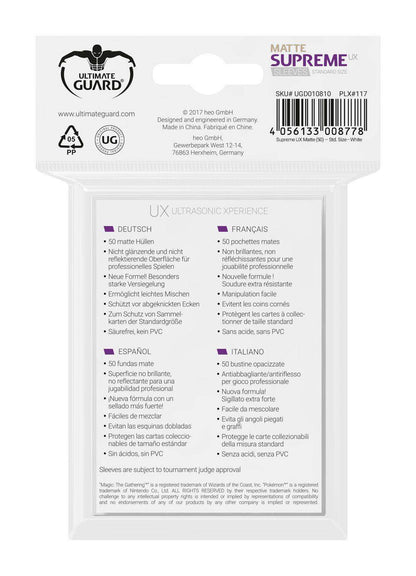 Ultimate Guard Supreme UX Sleeves Standardgröße Matt Weiß (50)