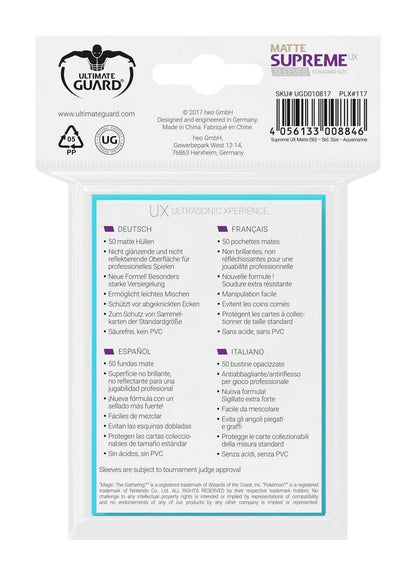 Ultimate Guard Supreme UX Sleeves Standardgröße Matt Aquamarin (50)