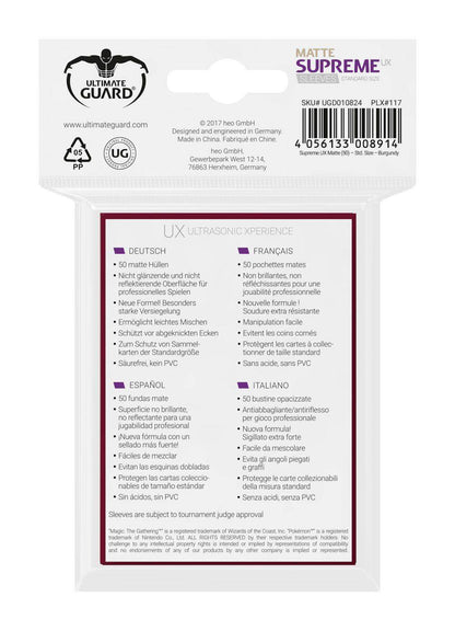 Ultimate Guard Supreme UX Sleeves Standardgröße Matt Burgundrot (50)