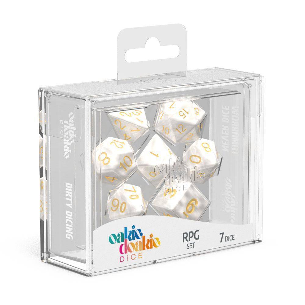 Oakie Doakie Dice Würfel RPG-Set Marble - Weiß (7)
