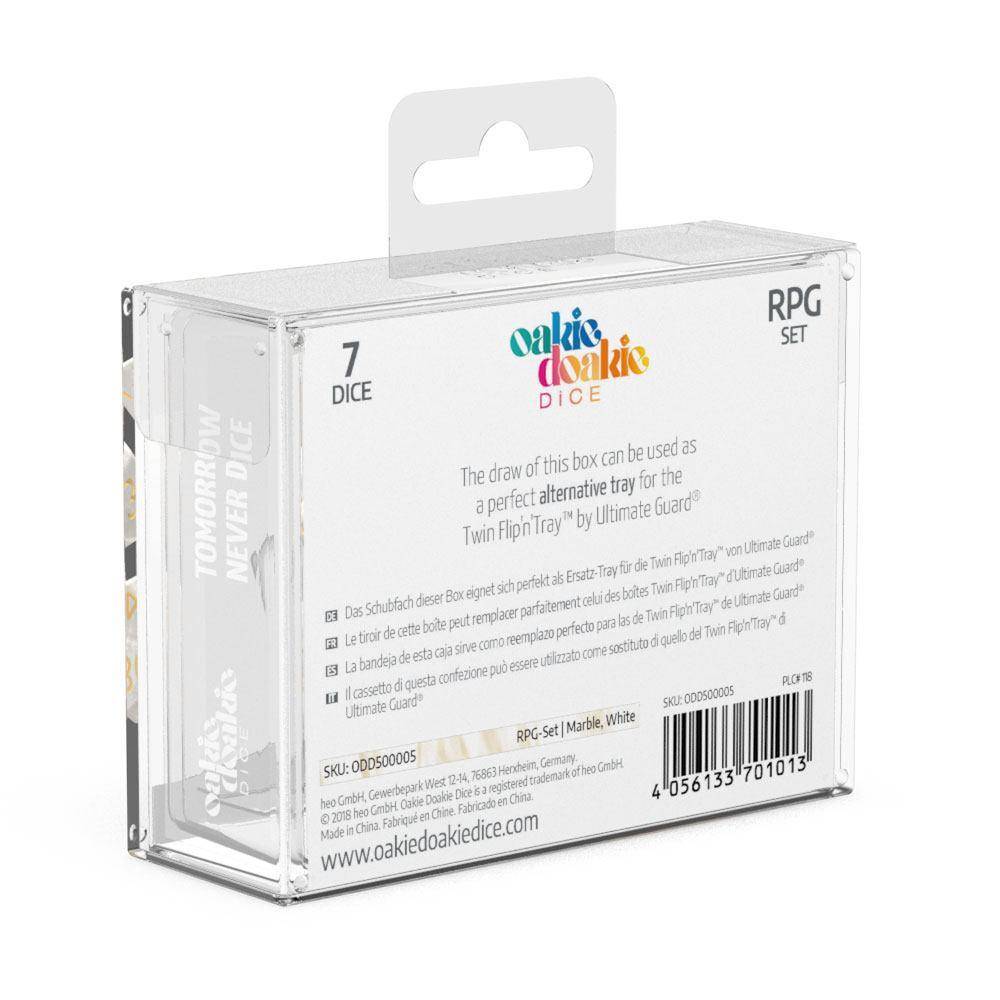 Oakie Doakie Dice Würfel RPG-Set Marble - Weiß (7)
