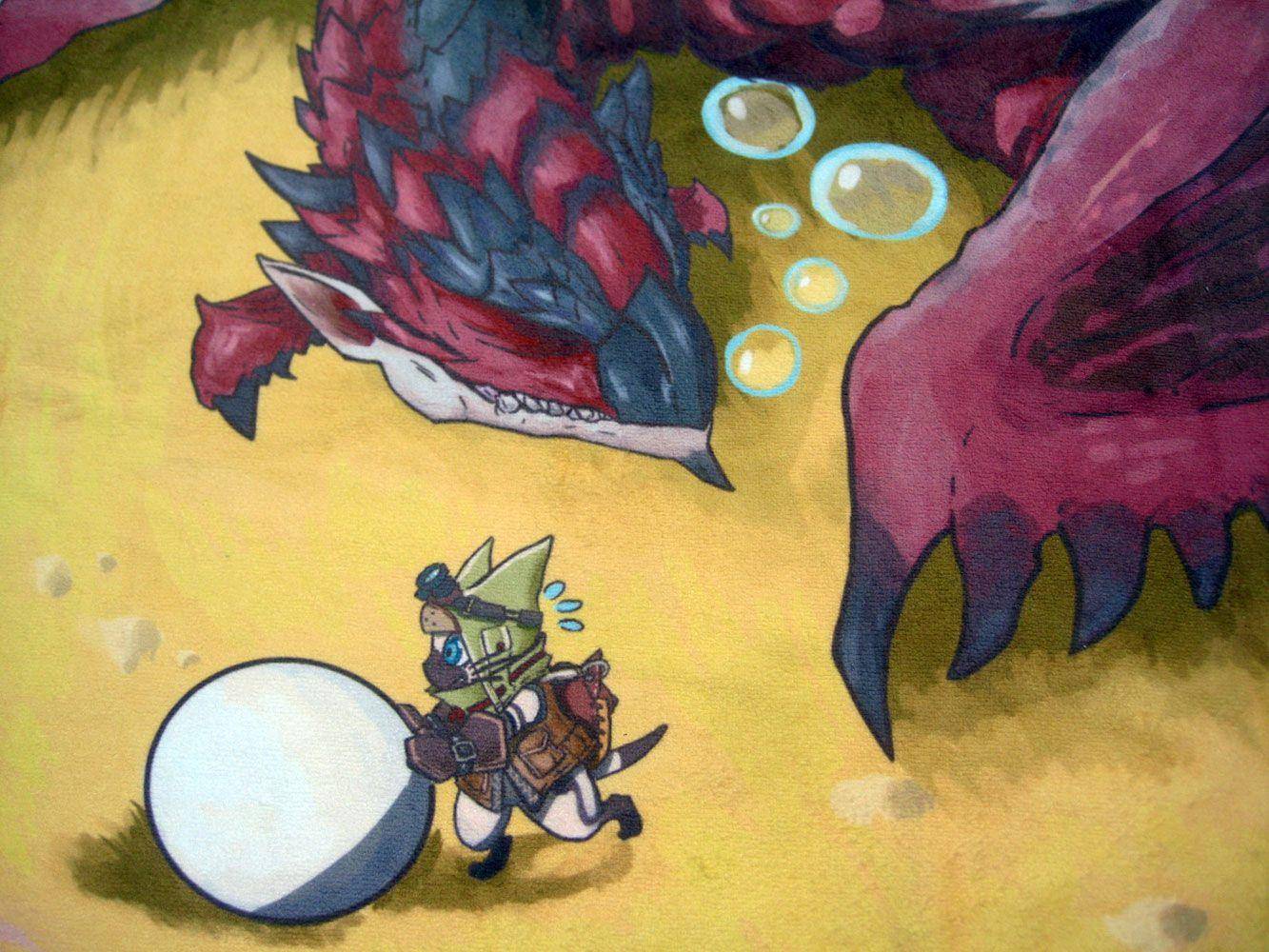 Monster Hunter World Handtuch Rathalos & Palico Egg Quest 150 x 75 cm