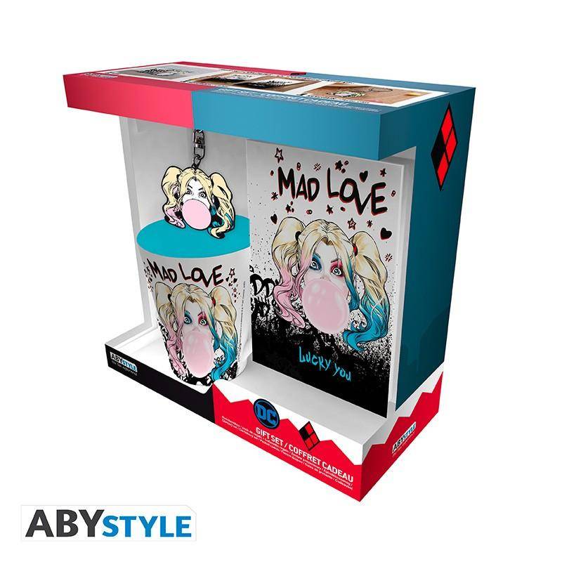 DC Comics - Pck Mug250ml + Schlüsselanhänger + Notizbuch "Harley Quinn Mad Love"