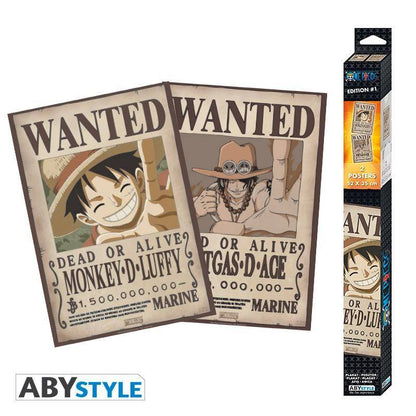 One Piece - Satz 2 Chibi-Poster - Gesucht: Luffy & Ace (52x35)