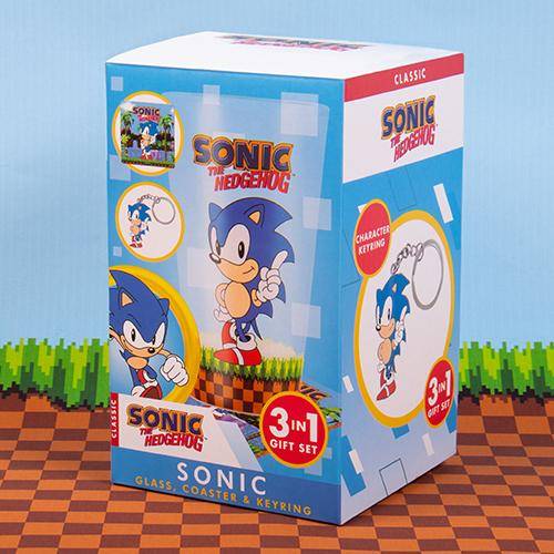 Sonic the Hedgehog - Geschenkset Retro - Tasse, Untersetzer & Schlüsselanhänger