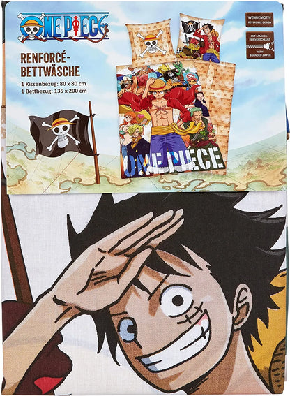 One Piece - Bettwäsche Set Strohhutbande - 135 x 200 cm / 80 x 80 cm