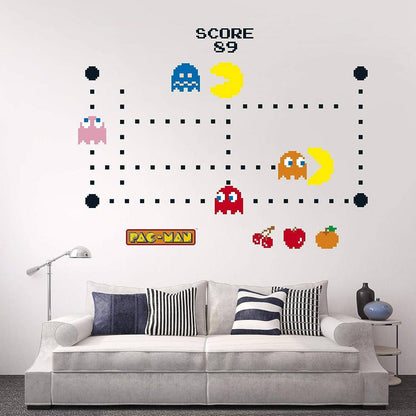 Pac-Man - Wandaufkleber Figuren und Labyrinth