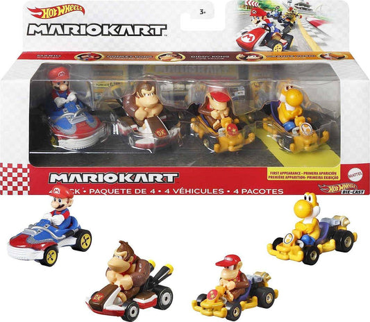 Mario Kart - Hot Wheels Diecast Modellautos 4er-Pack 1/64