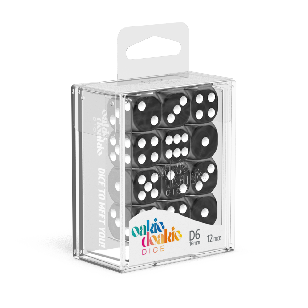 Oakie Doakie Dice - W6 Würfel Set Marmor schwarz - 16 mm