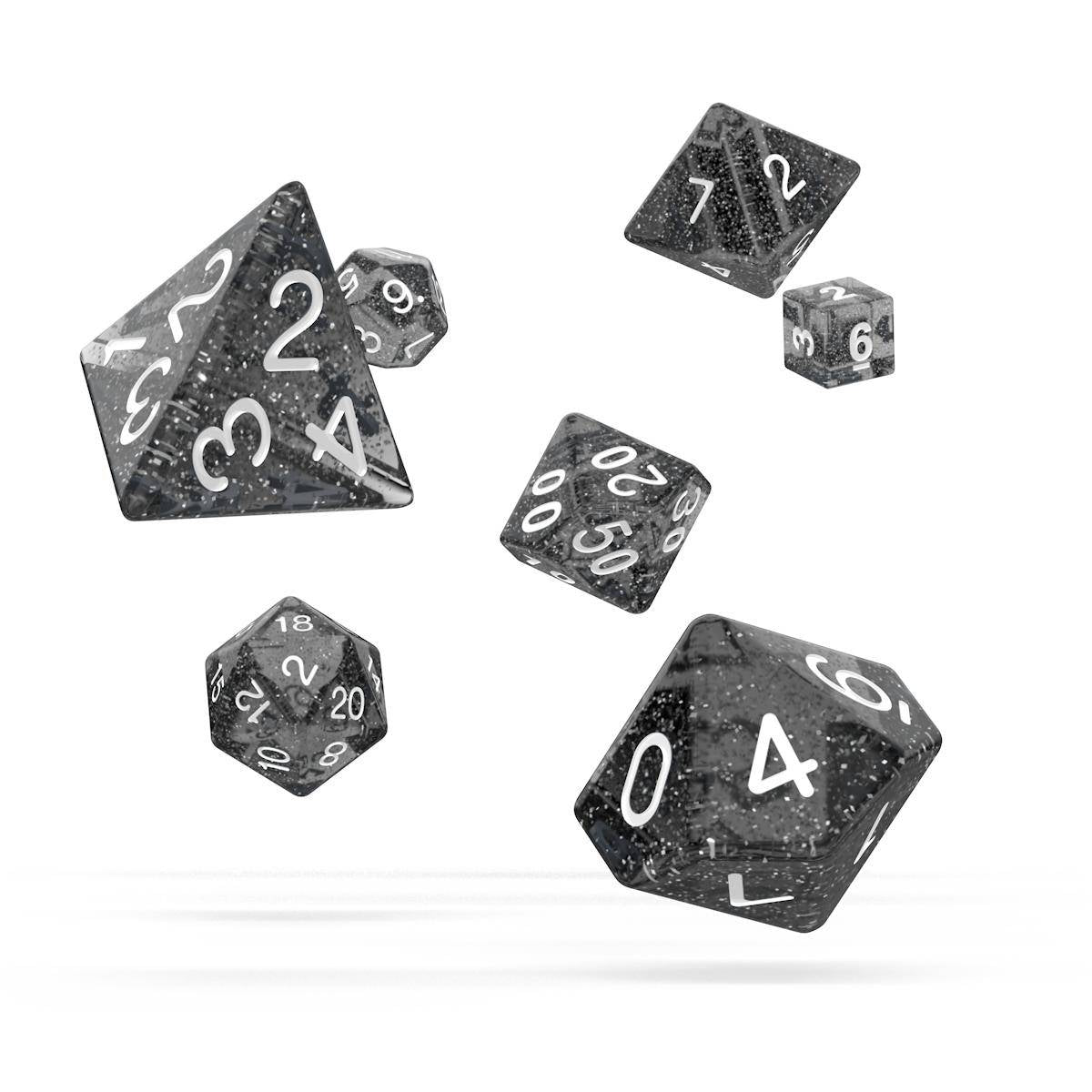 Oakie Doakie Dice - RPG Würfel Set Glitzer Schwarz - 7