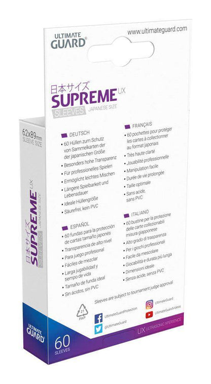 Ultimate Guard - Kartenhüllen Supreme UX Japanische Größe - Türkis (60)