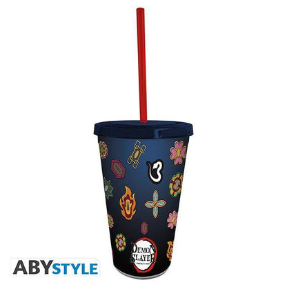 Demon Slayer - Trinkbecher mit Strohhalm Symbole - 470 ml