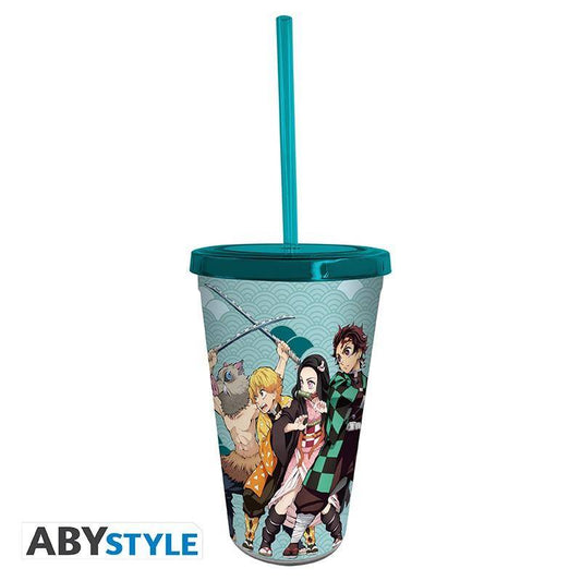 Demon Slayer - Trinkbecher mit Strohhalm Gruppe - 470 ml