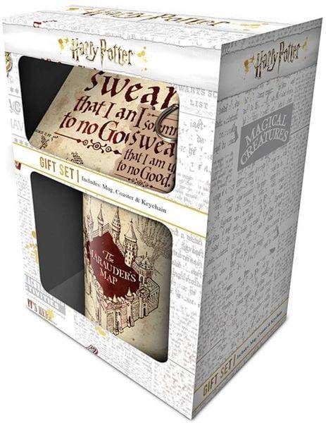 Harry Potter - Geschenkset Karte des Rumtreibers - Tasse, Gummi-Schlüsselanhänger & Untersetzer