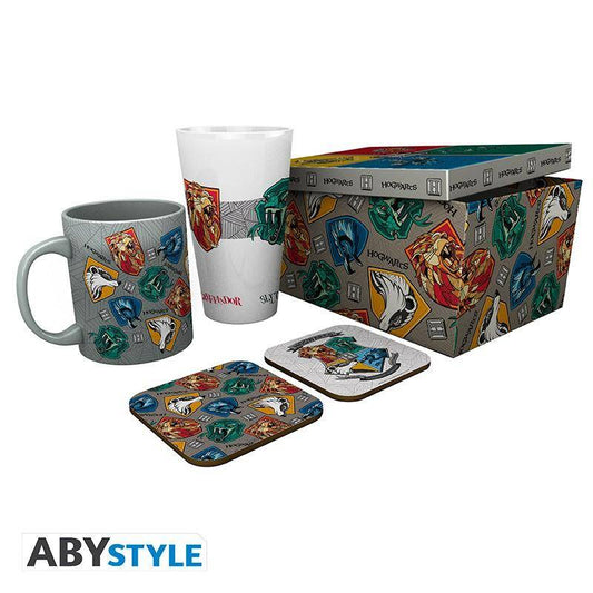 Harry Potter - Geschenk Set Wappen - Glas, Tasse & Untersetzer