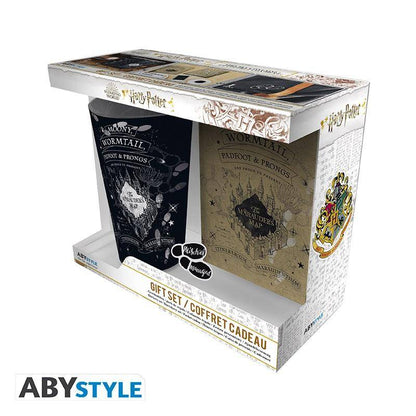 Harry Potter - Geschenkset Glas, Anstecker & Notizbuch Karte des Rumtreibers