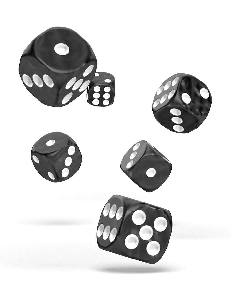 Oakie Doakie Dice - W6 Würfel Set Marmor schwarz - 16 mm