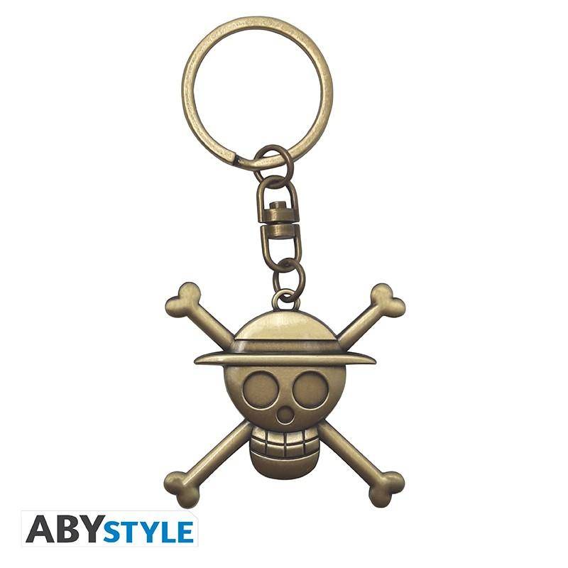 One Piece - Geschenkset Schatzkiste - Metall Schlüsselanhänger, Flagge & Wärmewechsel Tasse