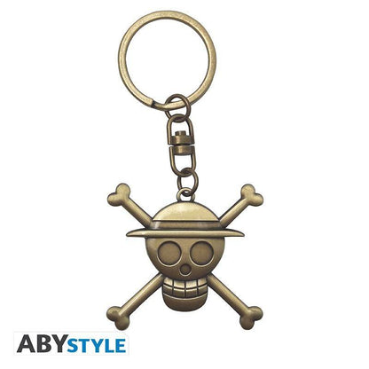 One Piece - Geschenkset Schatzkiste - Metall Schlüsselanhänger, Flagge & Wärmewechsel Tasse