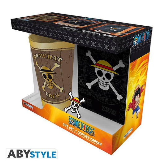 One Piece - Geschenkset Strohhüte - Glas, Notizbuch & Anstecker