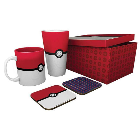 Pokémon - Geschenkset Pokéball -  Glas, Tasse & Untersetzer