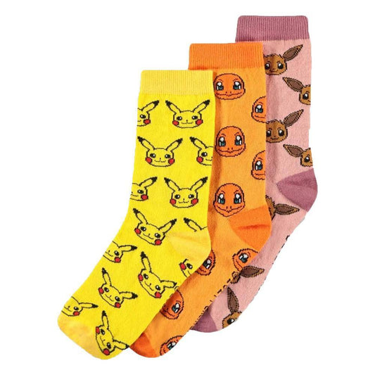 Pokémon - Socken Set Glumanda, Pikachu, Evoli - 39-42