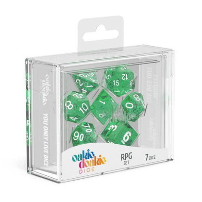 Oakie Doakie Dice - RPG Würfel Set Glitzer Grün - 7