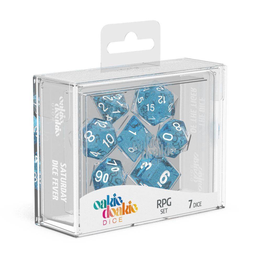Oakie Doakie Dice - RPG Würfel Set Glitzer Hellblau - 7