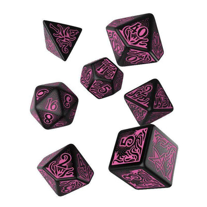 Q Workshop - Würfel Set Cthulhu - Schwarz & Magenta - 7