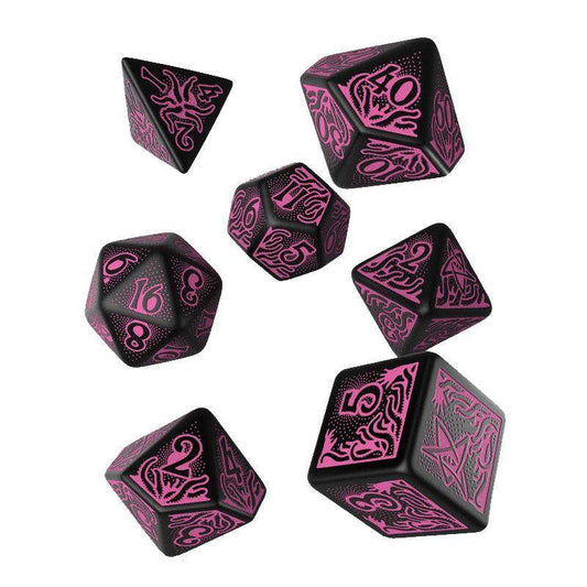 Q Workshop - Würfel Set Cthulhu - Schwarz & Magenta - 7