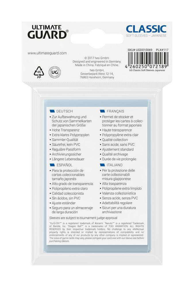 Ultimate Guard - Kartenhüllen Japanische Größe Classic - Transparent - 100 Stk