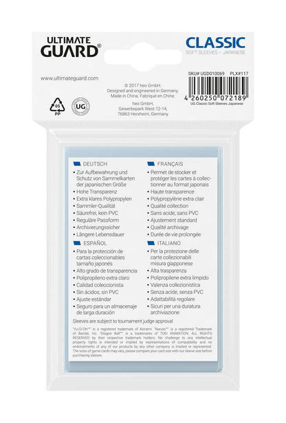 Ultimate Guard - Kartenhüllen Japanische Größe Classic - Transparent - 100 Stk