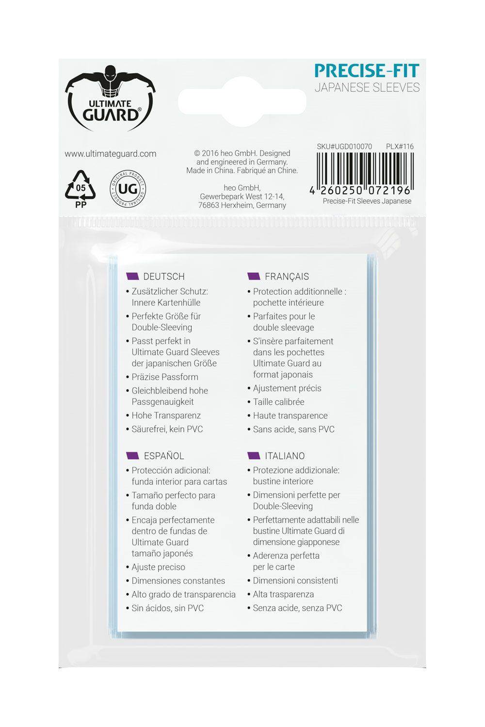 Ultimate Guard - Kartenhüllen Japanische Größe Precise-Fit - Transparent - 100 Stk