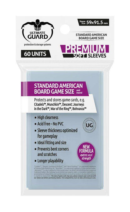 Ultimate Guard - Kartenhüllen Brettspielkarten Standard American - Transparent (60)