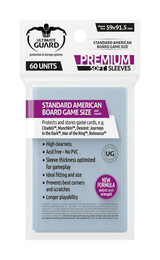 Ultimate Guard - Kartenhüllen Brettspielkarten Standard American - Transparent (60)