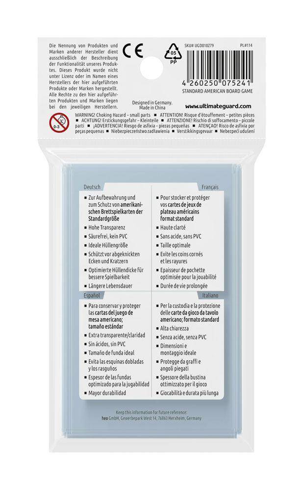 Ultimate Guard - Kartenhüllen Brettspielkarten Standard American - Transparent (60)