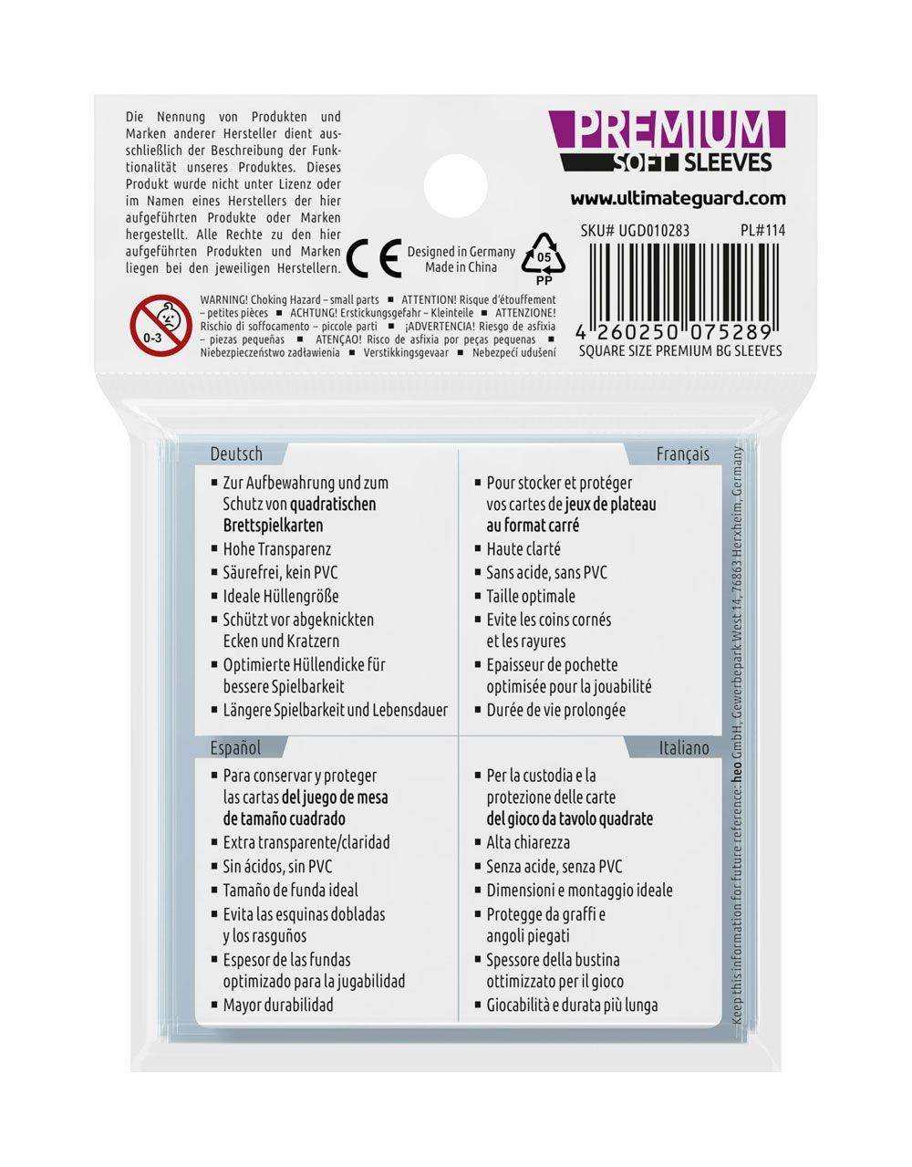 Ultimate Guard - Kartenhüllen Brettspielkarten Quadratisch - Transparent (50)